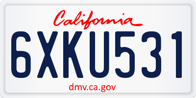 CA license plate 6XKU531