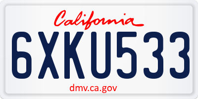 CA license plate 6XKU533