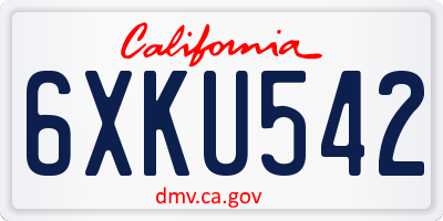 CA license plate 6XKU542