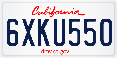 CA license plate 6XKU550