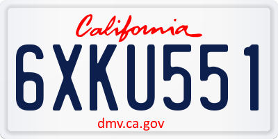 CA license plate 6XKU551