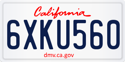 CA license plate 6XKU560