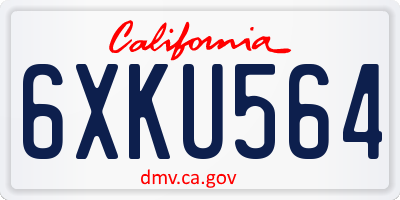 CA license plate 6XKU564
