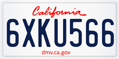 CA license plate 6XKU566