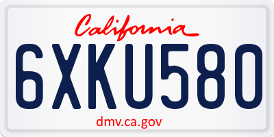 CA license plate 6XKU580
