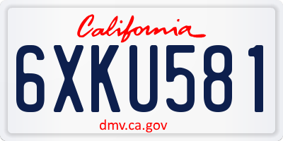 CA license plate 6XKU581