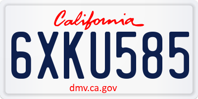 CA license plate 6XKU585