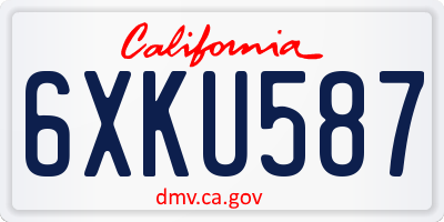 CA license plate 6XKU587