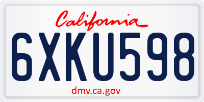 CA license plate 6XKU598