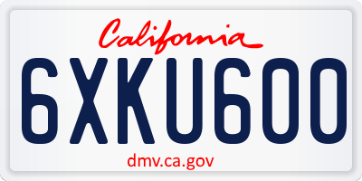 CA license plate 6XKU600