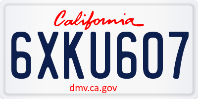 CA license plate 6XKU607