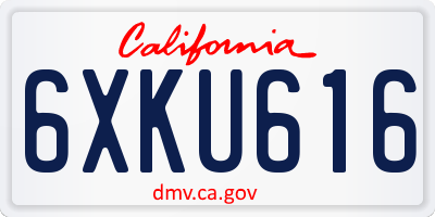 CA license plate 6XKU616