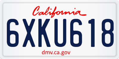 CA license plate 6XKU618