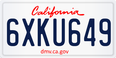 CA license plate 6XKU649