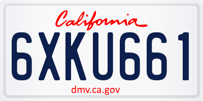 CA license plate 6XKU661