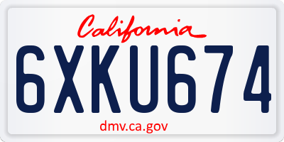 CA license plate 6XKU674