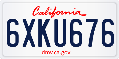 CA license plate 6XKU676