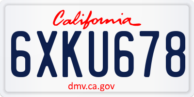 CA license plate 6XKU678