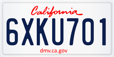 CA license plate 6XKU701