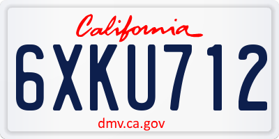 CA license plate 6XKU712