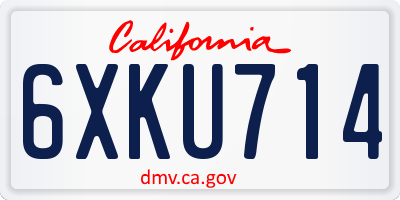 CA license plate 6XKU714
