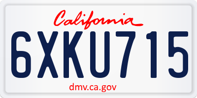 CA license plate 6XKU715