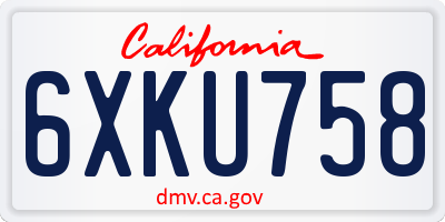 CA license plate 6XKU758