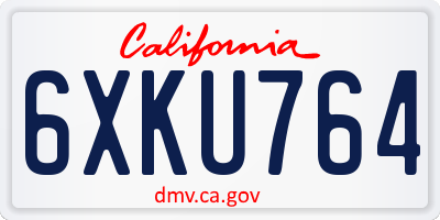 CA license plate 6XKU764