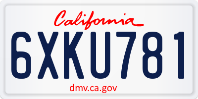 CA license plate 6XKU781