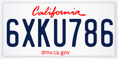 CA license plate 6XKU786