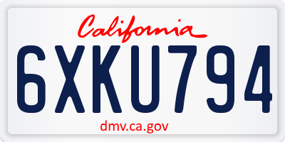 CA license plate 6XKU794