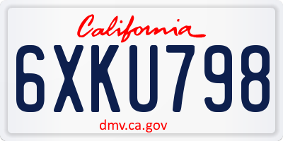 CA license plate 6XKU798