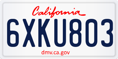 CA license plate 6XKU803