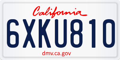 CA license plate 6XKU810