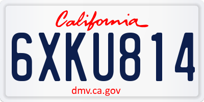 CA license plate 6XKU814
