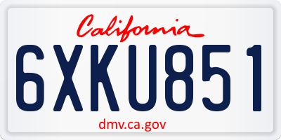 CA license plate 6XKU851