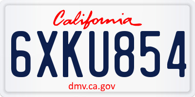 CA license plate 6XKU854