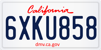 CA license plate 6XKU858