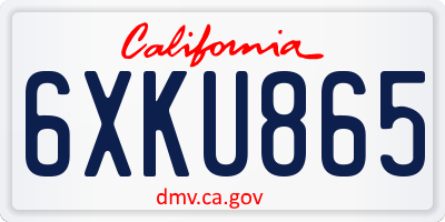 CA license plate 6XKU865