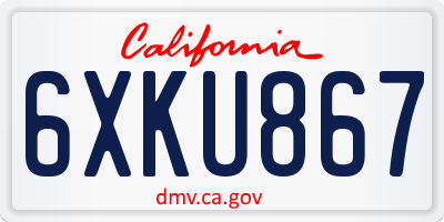 CA license plate 6XKU867