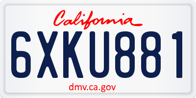 CA license plate 6XKU881