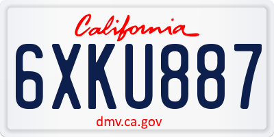 CA license plate 6XKU887
