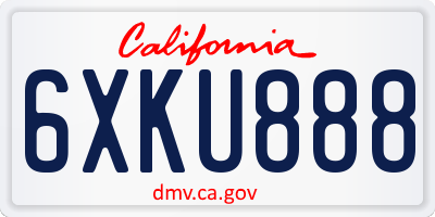 CA license plate 6XKU888