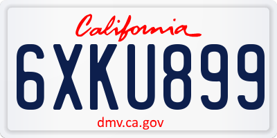 CA license plate 6XKU899
