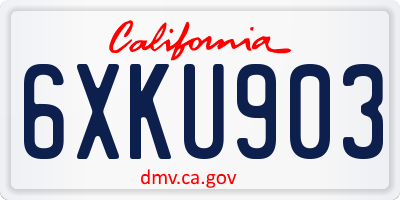 CA license plate 6XKU903