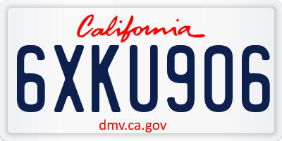 CA license plate 6XKU906