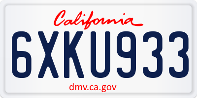 CA license plate 6XKU933