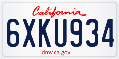 CA license plate 6XKU934