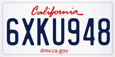 CA license plate 6XKU948