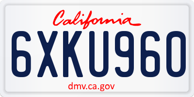 CA license plate 6XKU960